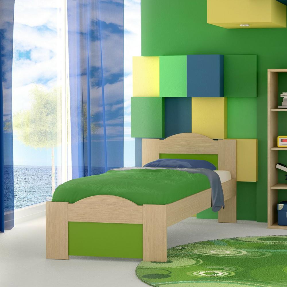 Κρεβάτι παιδικό "Κύμα" δρυς-λαχανί - Image 2