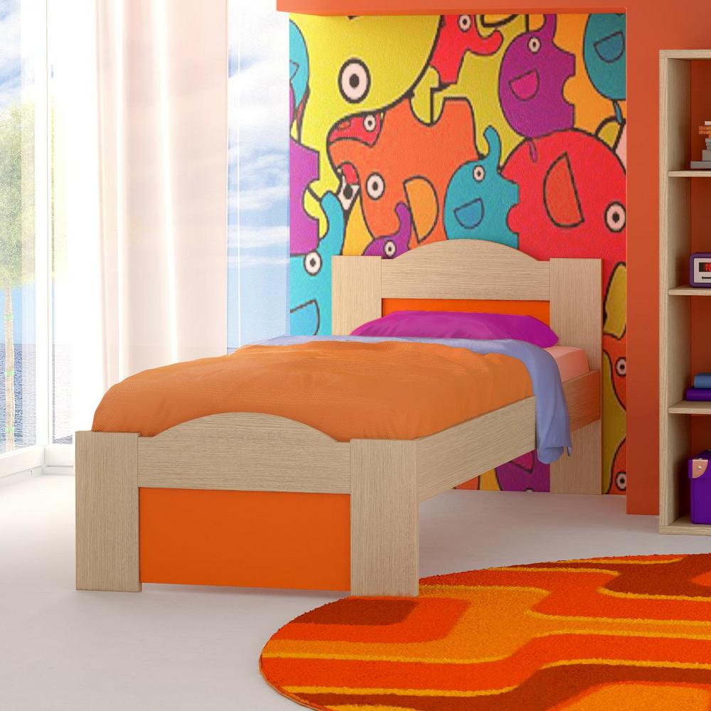 Κρεβάτι παιδικό "Κύμα" 110χ190 δρυς-πορτοκαλί (ΠΡΟΣΦΟΡΑ παλιό χρώμα, τελευταια τεμάχια) - Image 2