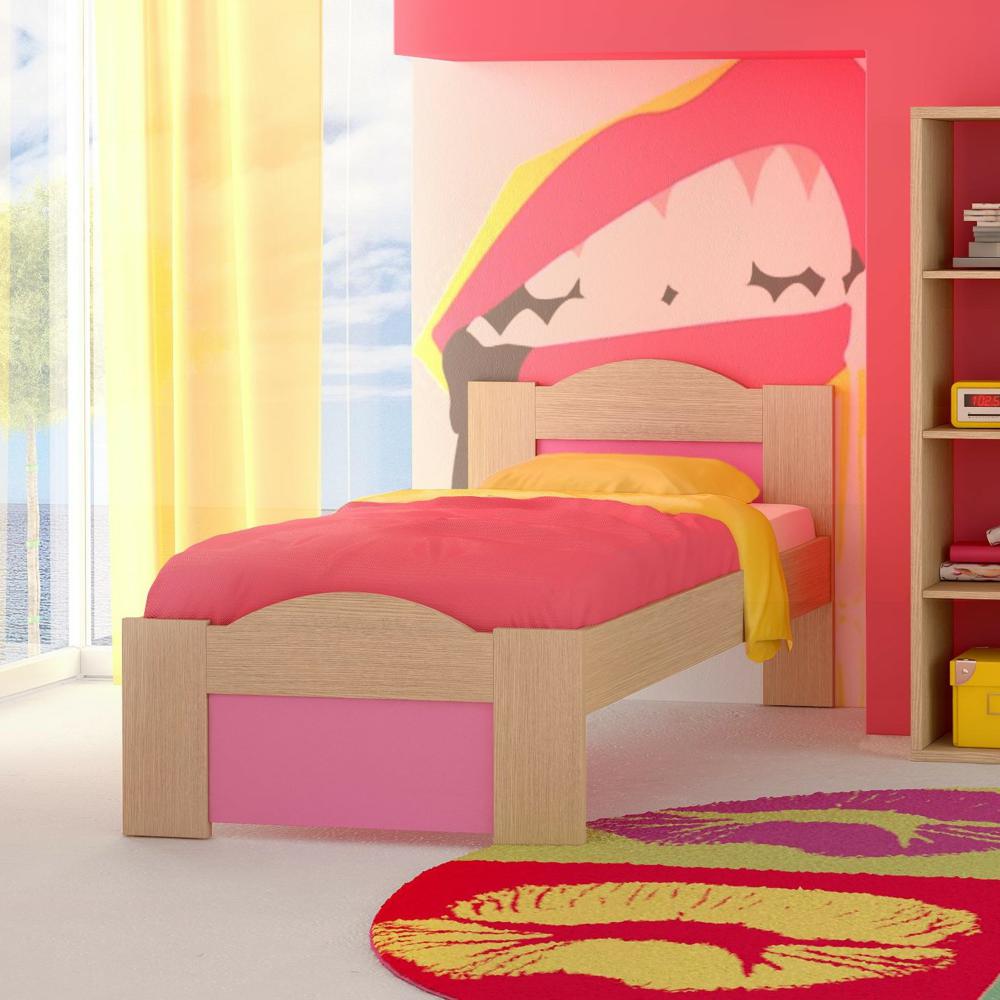 Κρεβάτι παιδικό "Κύμα" δρυς-ροζ - Image 2