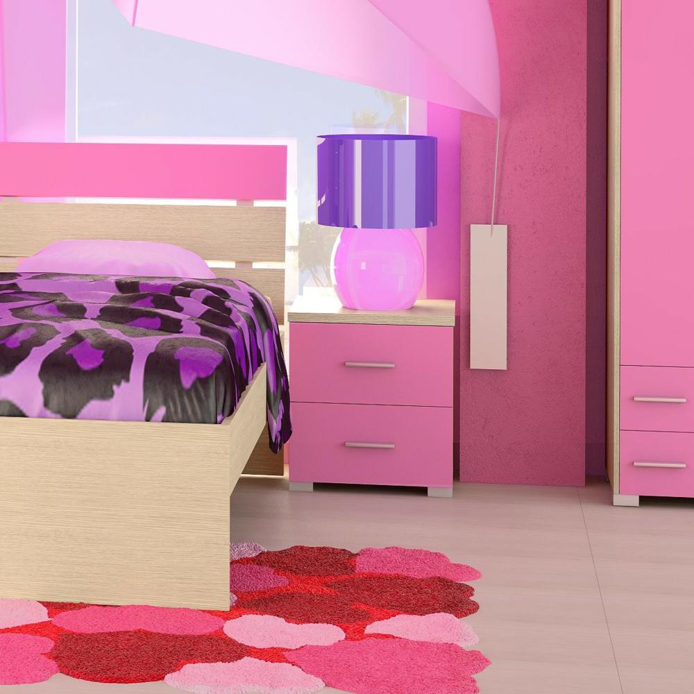 Κομοδίνο παιδικό με 2 συρτάρια δρυς-ροζ - Image 3