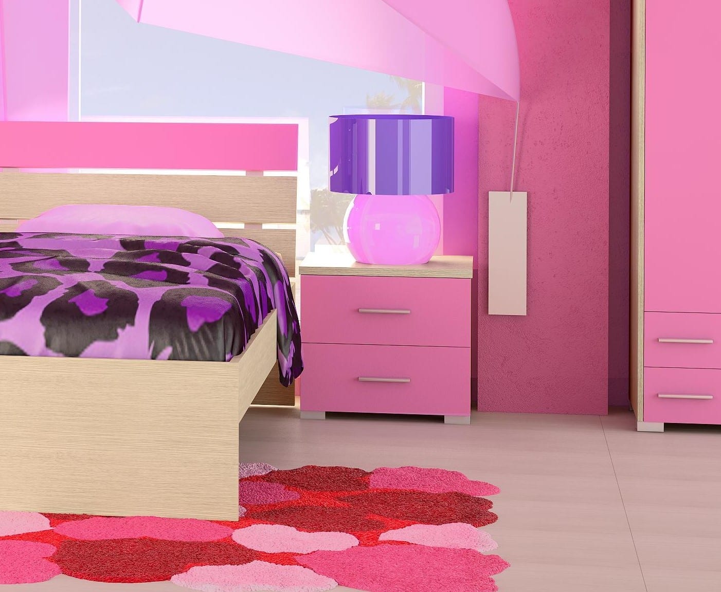 Κομοδίνο παιδικό με 2 συρτάρια δρυς-ροζ - Image 2